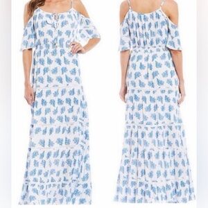 NWT MICHAEL Michael Kors Blue/White Coral Reef Print Maxi Dress